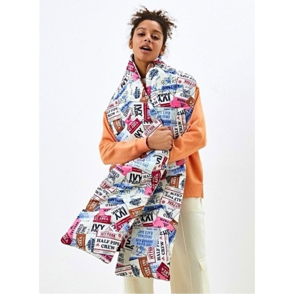 NWT Ivy Park x Adidas White Mixed Print Padded Puffy Ski Scarf
